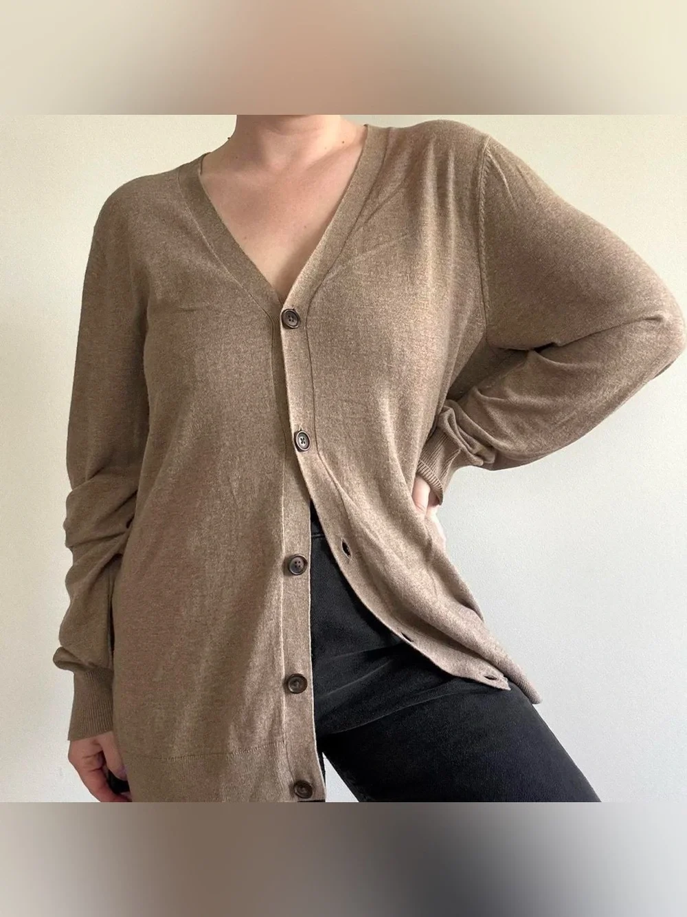 Croft & Barrow soft tan grandpa cardigan